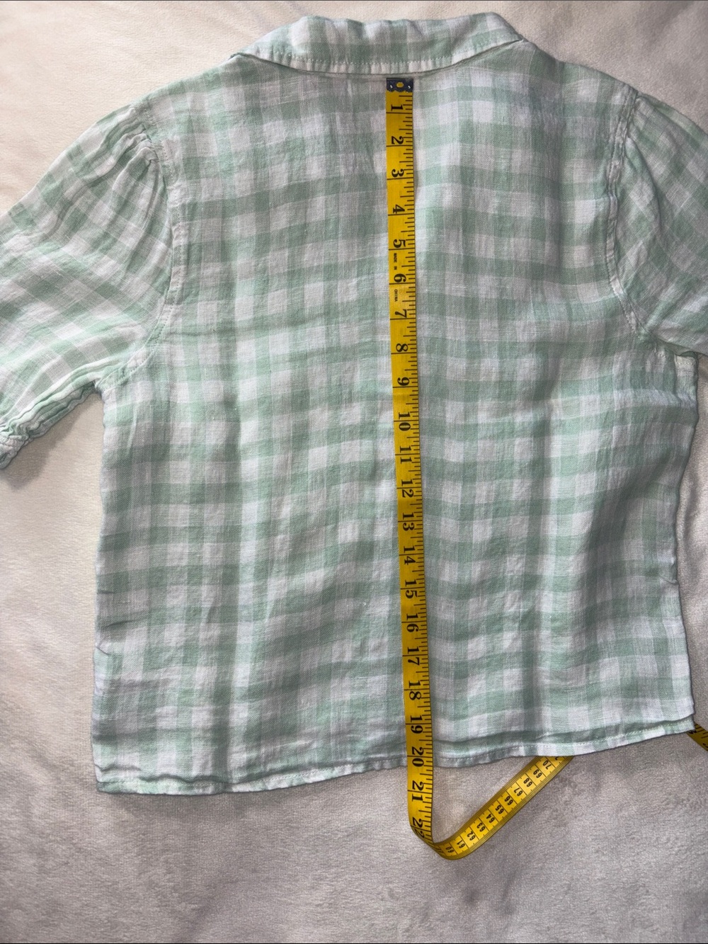 Laura Ashley Gingham Cropped Button Up Shirt - Picture 5 of 5